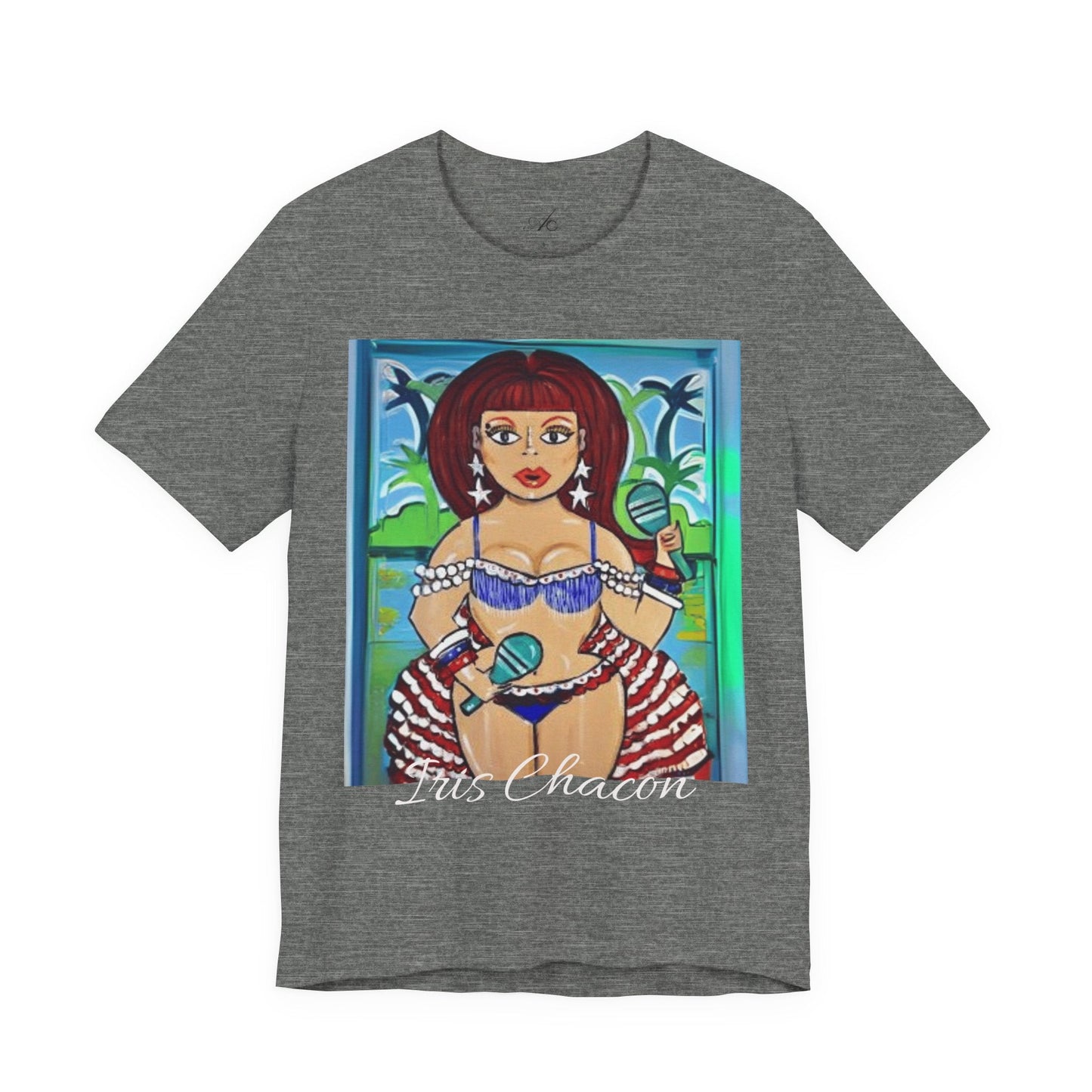 Iris Chacon Tropical Vibes Tee, Fun Summer Shirt, Vacation Outfit, Beach Party Top, Gift for Her, Colorful Graphic Tee - Metamorphosis Creations