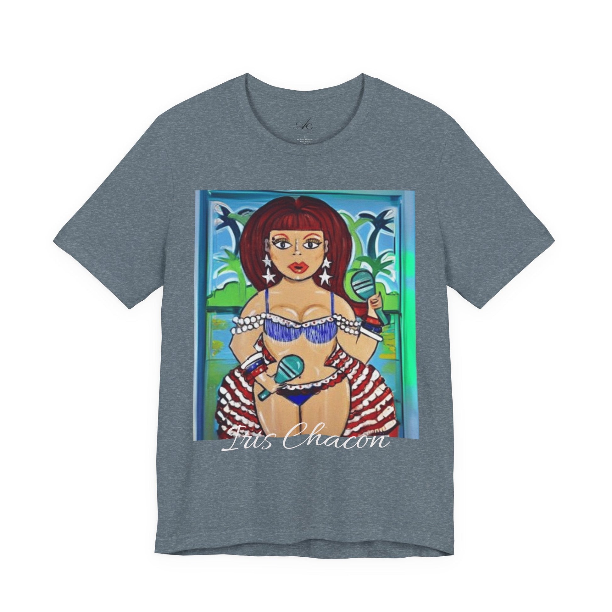 Iris Chacon Tropical Vibes Tee, Fun Summer Shirt, Vacation Outfit, Beach Party Top, Gift for Her, Colorful Graphic Tee - Metamorphosis Creations