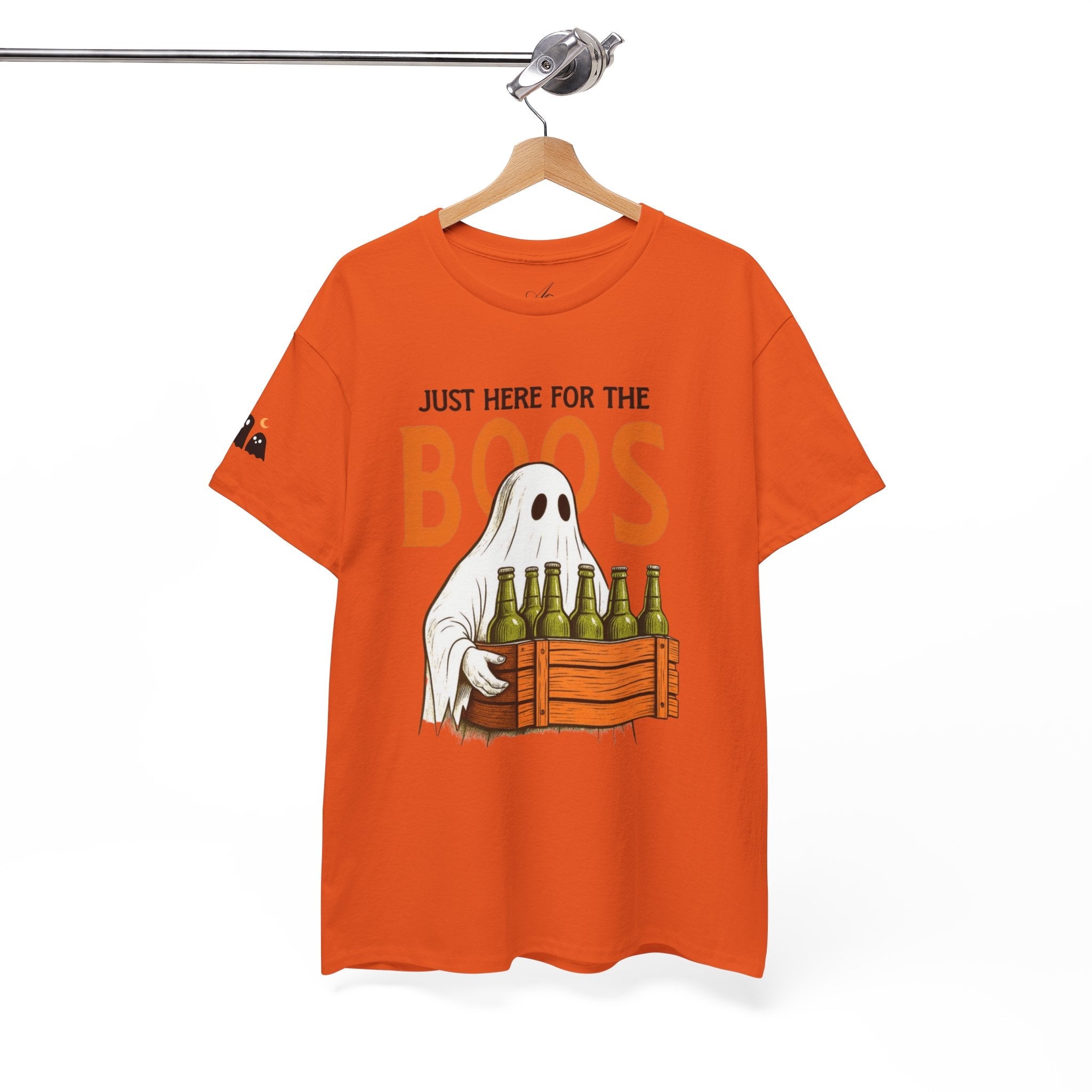 Just Here for the Boos Halloween Tee, Funny Ghost Shirt, Unisex Cotton T-Shirt, Spooky Party Apparel, Halloween Costume Top - Metamorphosis Creations