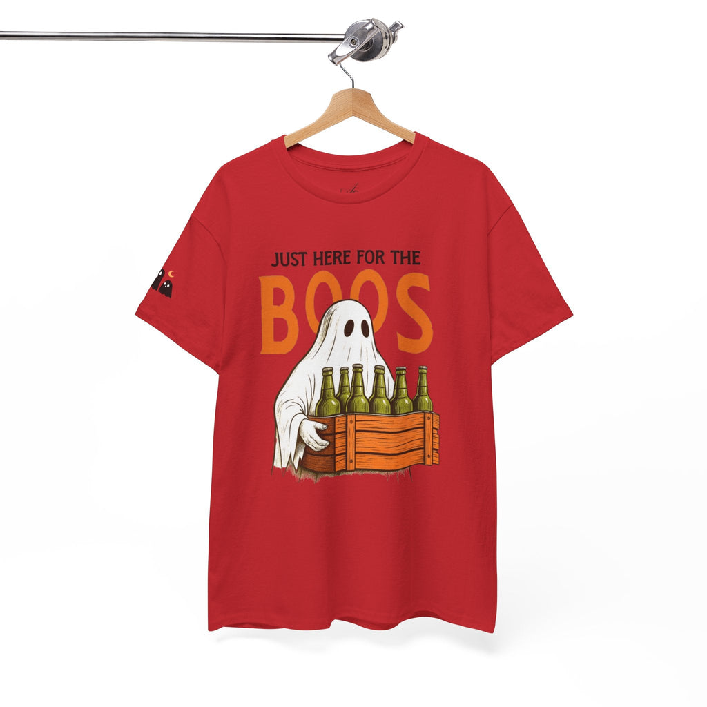Just Here for the Boos Halloween Tee, Funny Ghost Shirt, Unisex Cotton T-Shirt, Spooky Party Apparel, Halloween Costume Top - Metamorphosis Creations