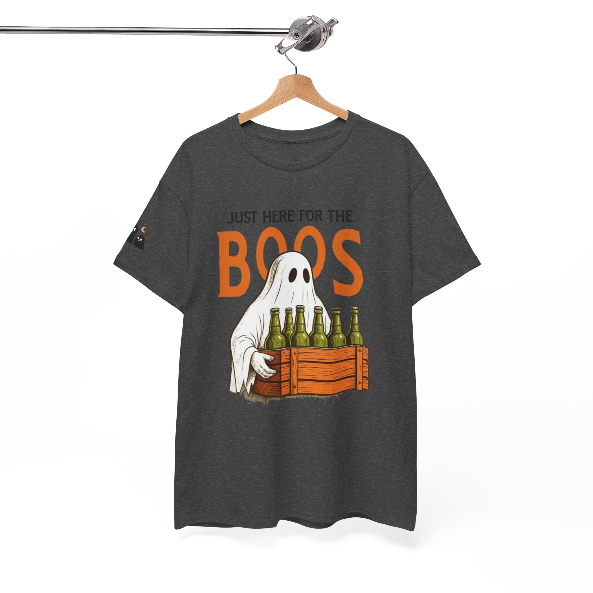 Just Here for the Boos Halloween Tee, Funny Ghost Shirt, Unisex Cotton T-Shirt, Spooky Party Apparel, Halloween Costume Top - Metamorphosis Creations