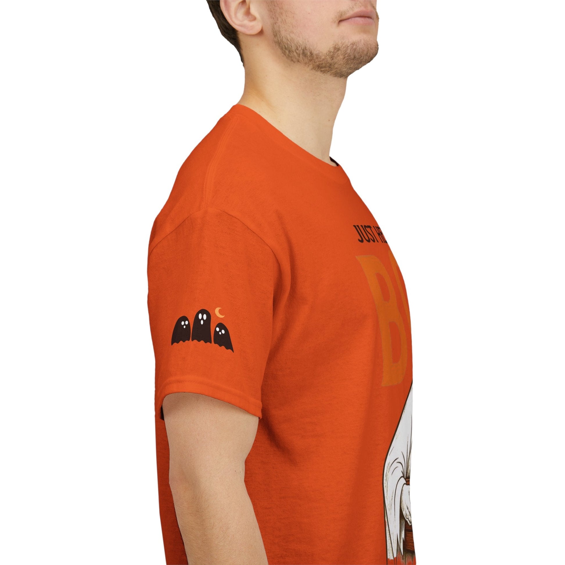 Just Here for the Boos Halloween Tee, Funny Ghost Shirt, Unisex Cotton T-Shirt, Spooky Party Apparel, Halloween Costume Top - Metamorphosis Creations
