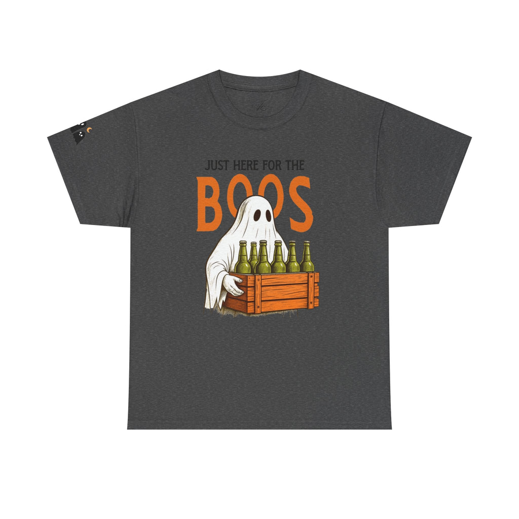 Just Here for the Boos Halloween Tee, Funny Ghost Shirt, Unisex Cotton T-Shirt, Spooky Party Apparel, Halloween Costume Top - Metamorphosis Creations