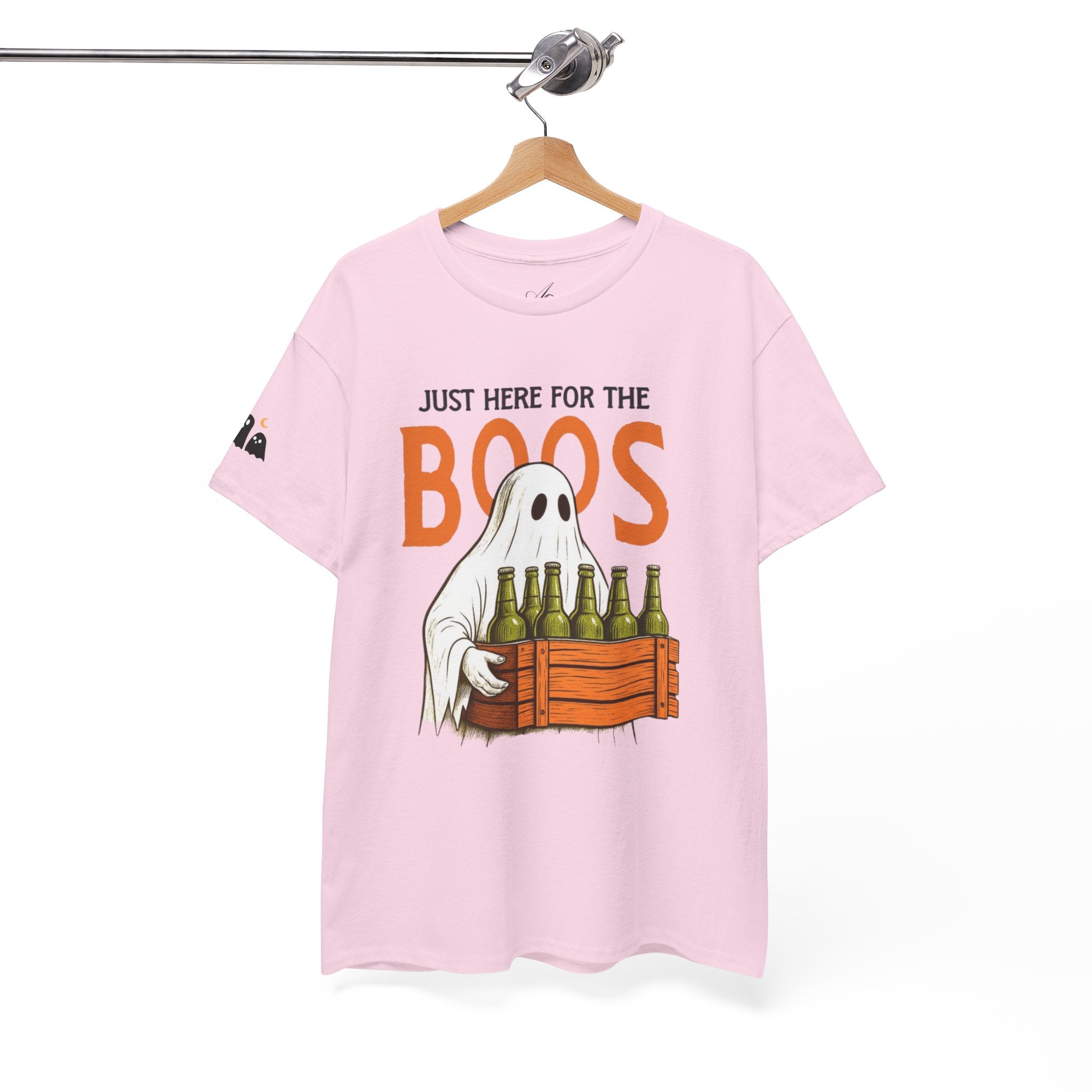 Just Here for the Boos Halloween Tee, Funny Ghost Shirt, Unisex Cotton T-Shirt, Spooky Party Apparel, Halloween Costume Top - Metamorphosis Creations