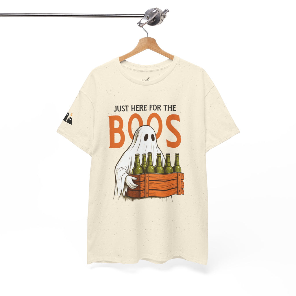 Just Here for the Boos Halloween Tee, Funny Ghost Shirt, Unisex Cotton T-Shirt, Spooky Party Apparel, Halloween Costume Top - Metamorphosis Creations