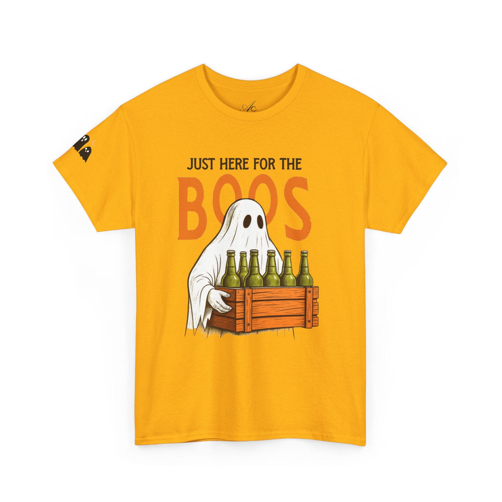 Just Here for the Boos Halloween Tee, Funny Ghost Shirt, Unisex Cotton T-Shirt, Spooky Party Apparel, Halloween Costume Top - Metamorphosis Creations