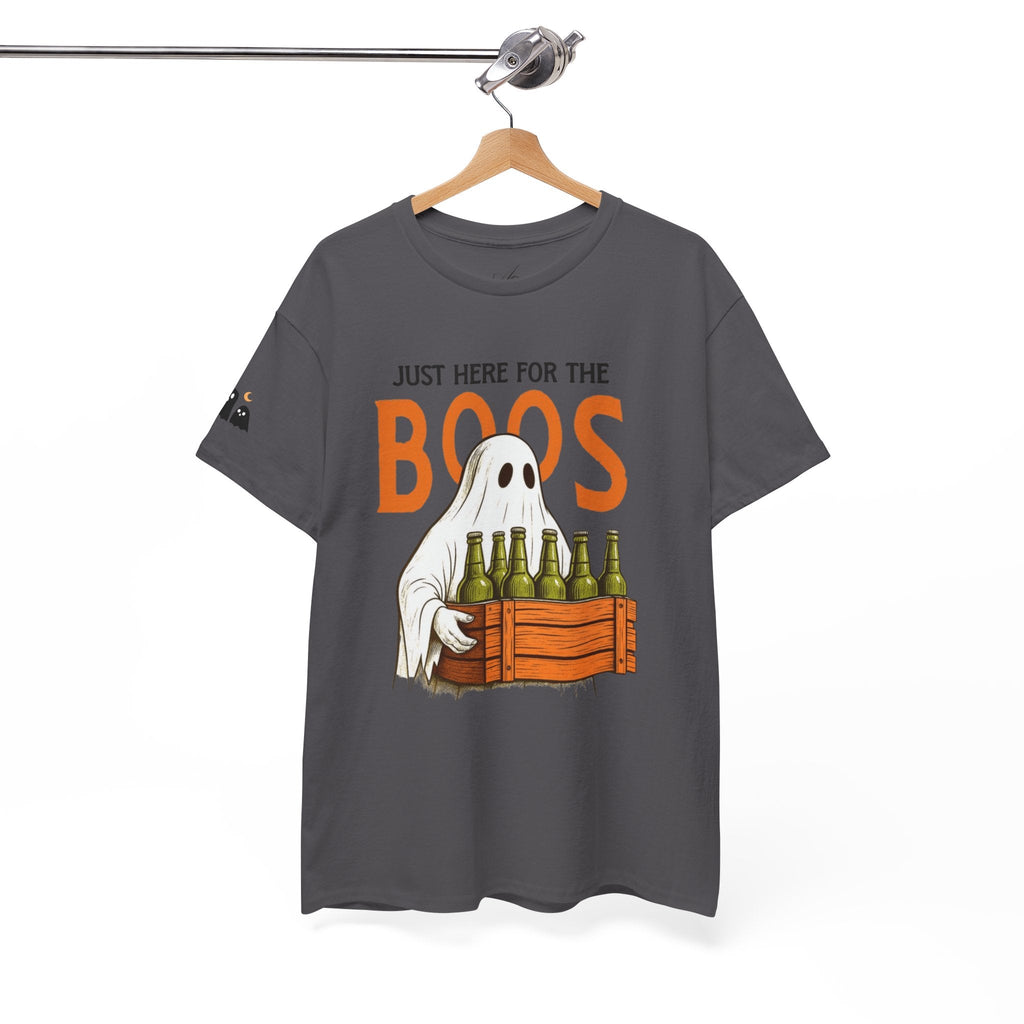 Just Here for the Boos Halloween Tee, Funny Ghost Shirt, Unisex Cotton T-Shirt, Spooky Party Apparel, Halloween Costume Top - Metamorphosis Creations