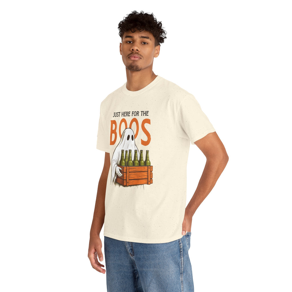 Just Here for the Boos Halloween Tee, Funny Ghost Shirt, Unisex Cotton T-Shirt, Spooky Party Apparel, Halloween Costume Top - Metamorphosis Creations
