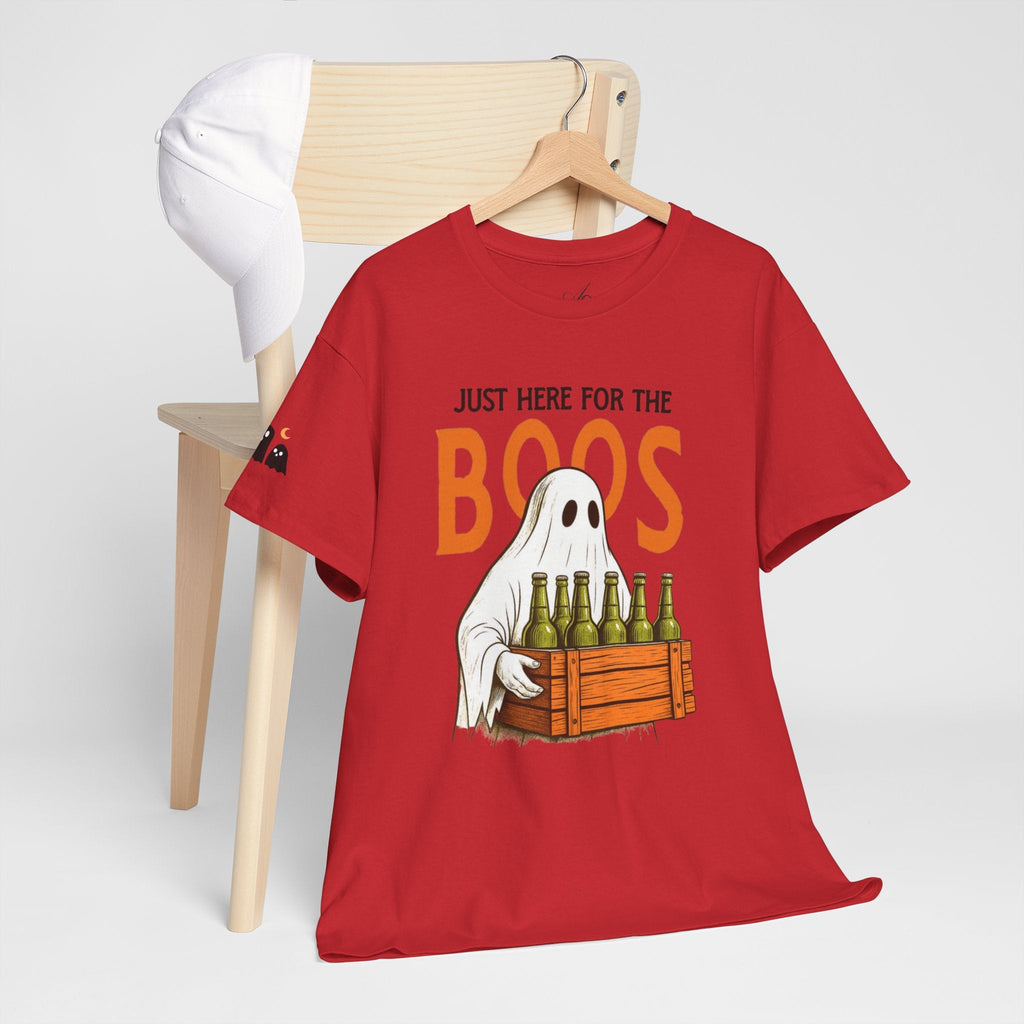 Just Here for the Boos Halloween Tee, Funny Ghost Shirt, Unisex Cotton T-Shirt, Spooky Party Apparel, Halloween Costume Top - Metamorphosis Creations