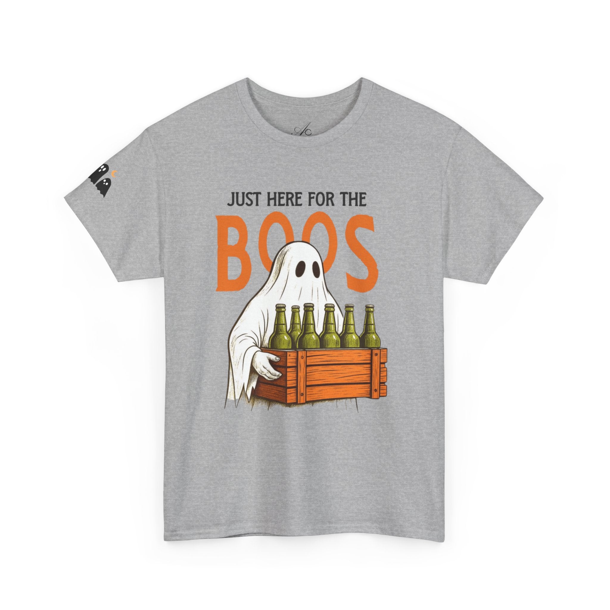 Just Here for the Boos Halloween Tee, Funny Ghost Shirt, Unisex Cotton T-Shirt, Spooky Party Apparel, Halloween Costume Top - Metamorphosis Creations