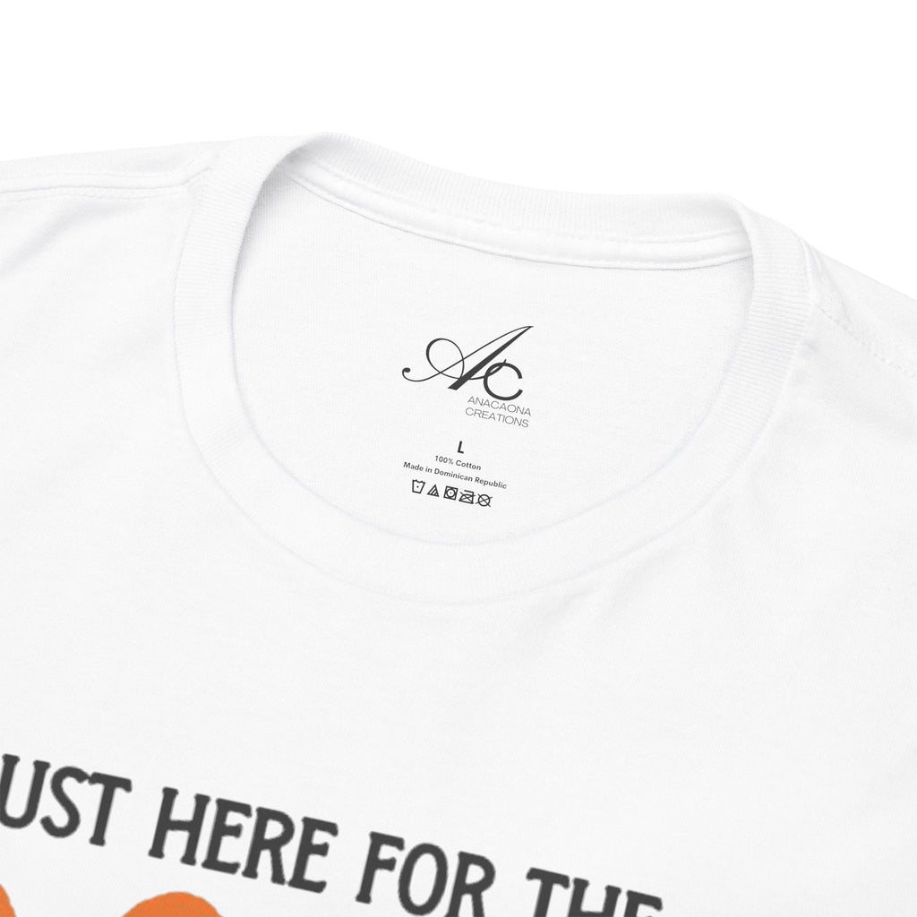 Just Here for the Boos Halloween Tee, Funny Ghost Shirt, Unisex Cotton T-Shirt, Spooky Party Apparel, Halloween Costume Top - Metamorphosis Creations