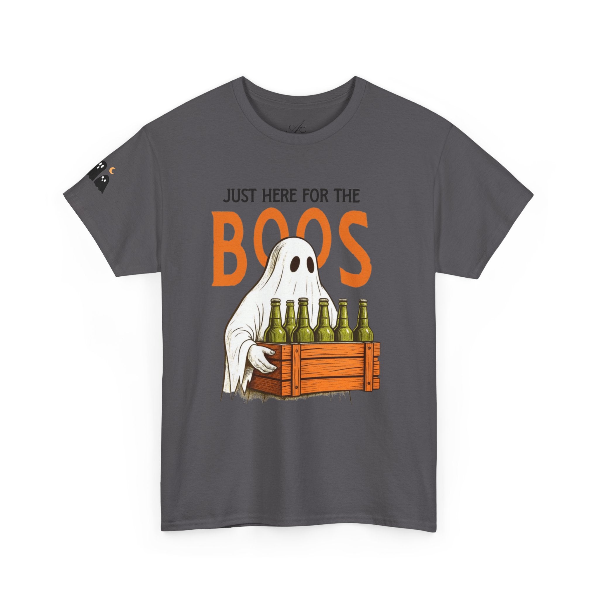 Just Here for the Boos Halloween Tee, Funny Ghost Shirt, Unisex Cotton T-Shirt, Spooky Party Apparel, Halloween Costume Top - Metamorphosis Creations