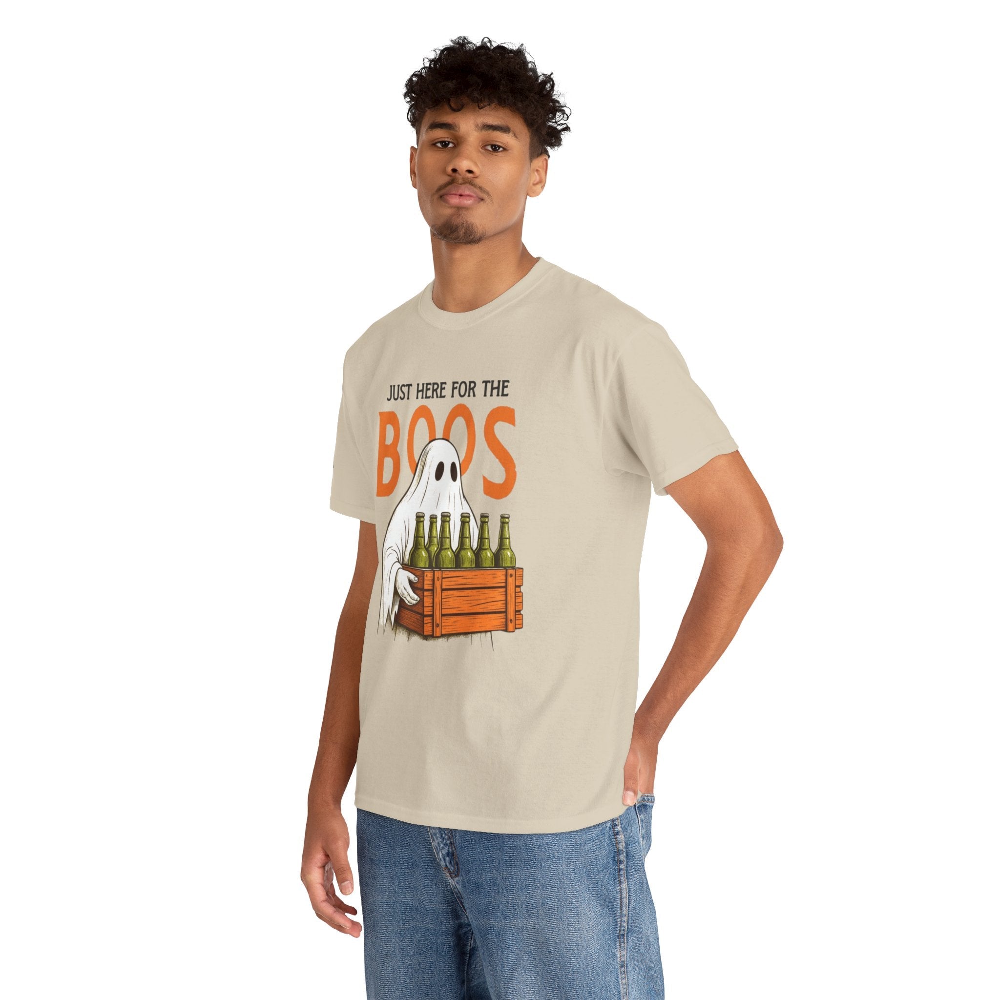Just Here for the Boos Halloween Tee, Funny Ghost Shirt, Unisex Cotton T-Shirt, Spooky Party Apparel, Halloween Costume Top - Metamorphosis Creations