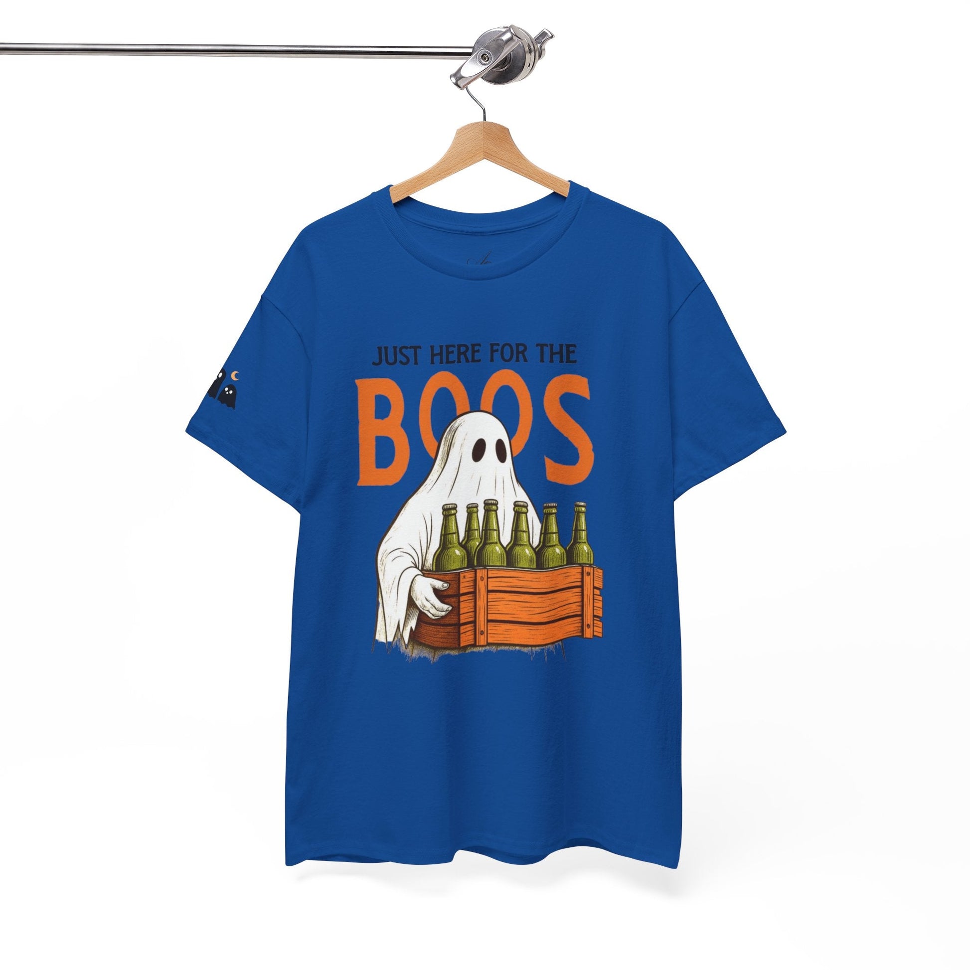Just Here for the Boos Halloween Tee, Funny Ghost Shirt, Unisex Cotton T-Shirt, Spooky Party Apparel, Halloween Costume Top - Metamorphosis Creations