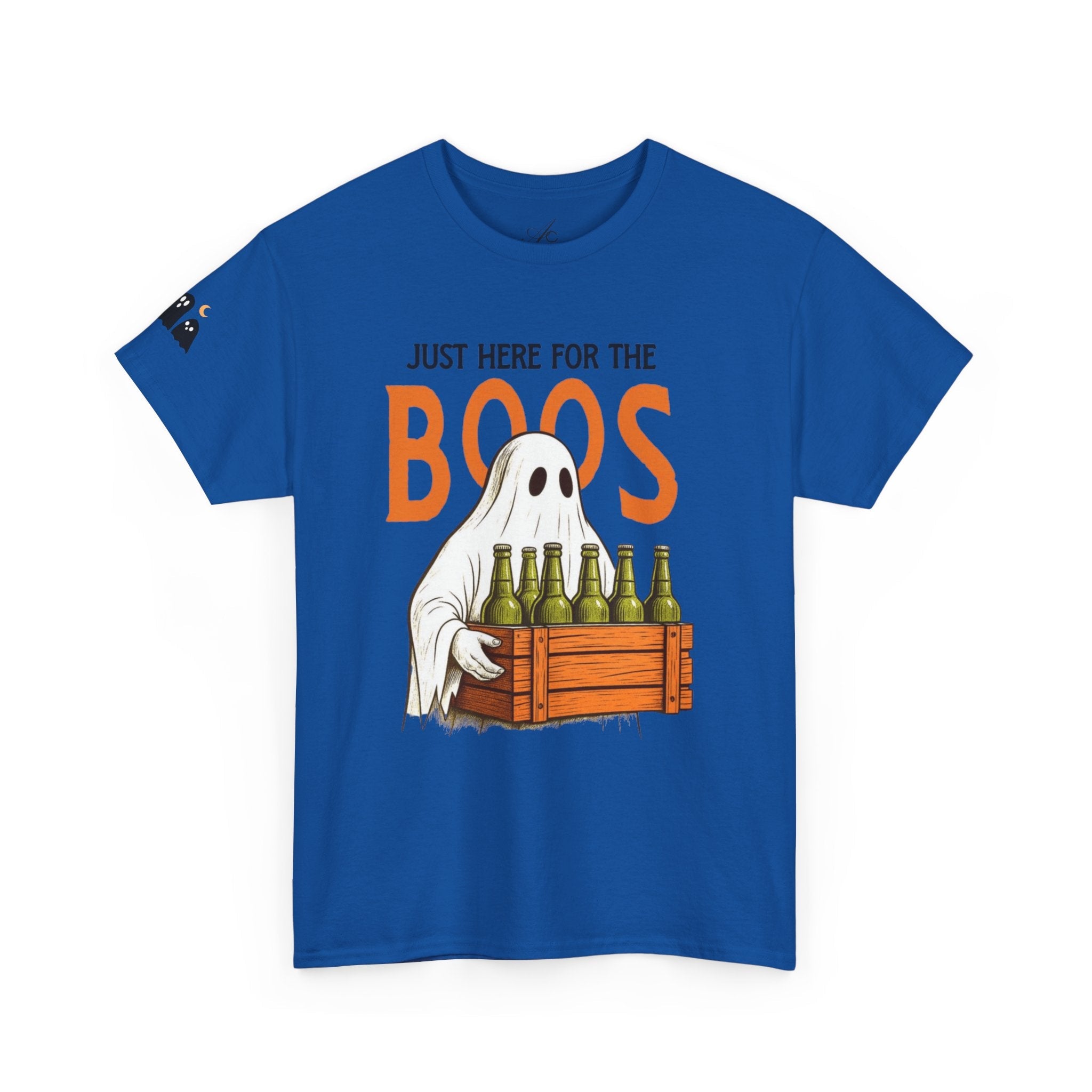 Just Here for the Boos Halloween Tee, Funny Ghost Shirt, Unisex Cotton T-Shirt, Spooky Party Apparel, Halloween Costume Top - Metamorphosis Creations