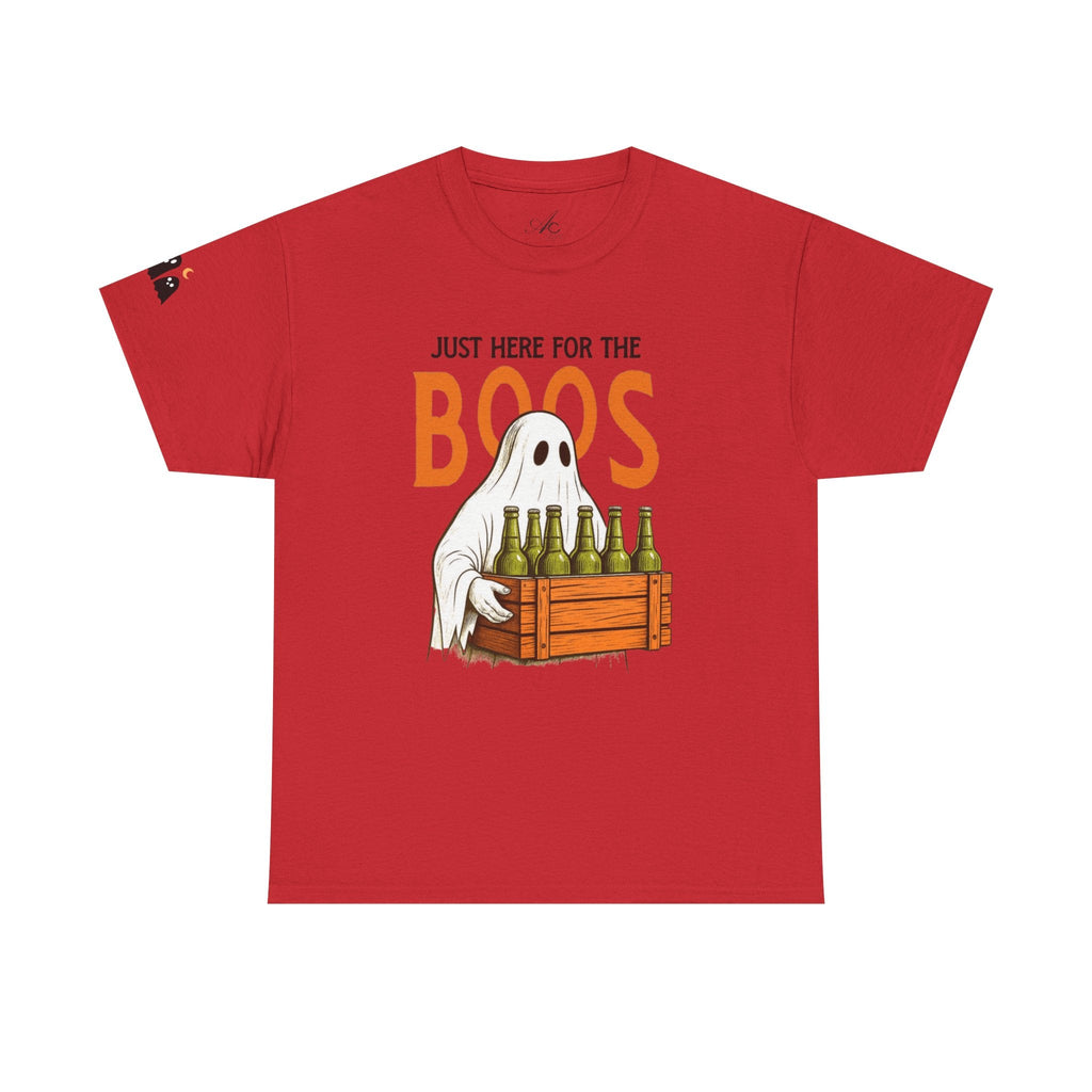 Just Here for the Boos Halloween Tee, Funny Ghost Shirt, Unisex Cotton T-Shirt, Spooky Party Apparel, Halloween Costume Top - Metamorphosis Creations