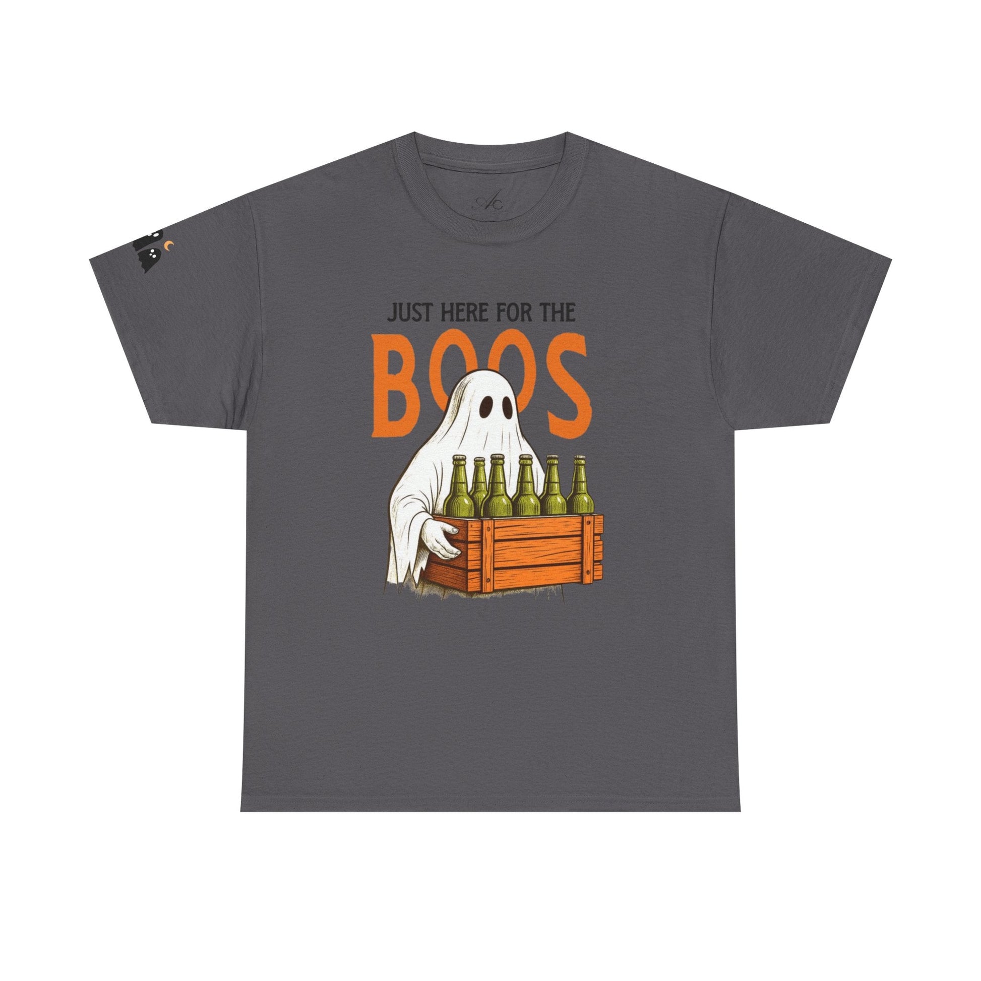 Just Here for the Boos Halloween Tee, Funny Ghost Shirt, Unisex Cotton T-Shirt, Spooky Party Apparel, Halloween Costume Top - Metamorphosis Creations