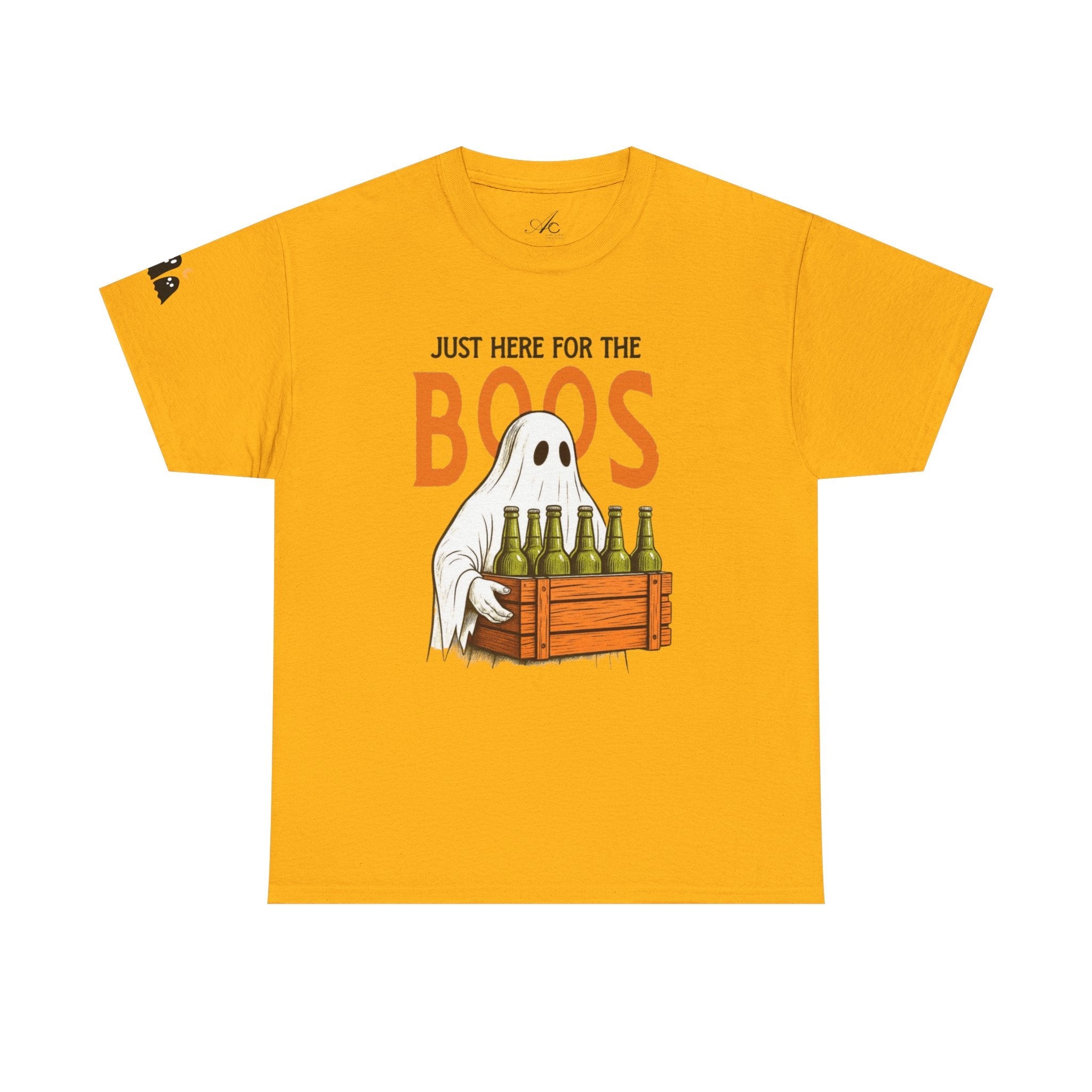 Just Here for the Boos Halloween Tee, Funny Ghost Shirt, Unisex Cotton T-Shirt, Spooky Party Apparel, Halloween Costume Top - Metamorphosis Creations