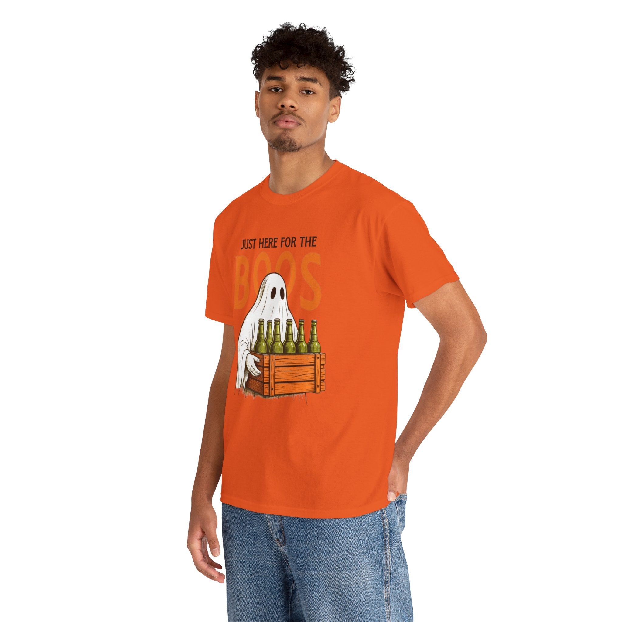 Just Here for the Boos Halloween Tee, Funny Ghost Shirt, Unisex Cotton T-Shirt, Spooky Party Apparel, Halloween Costume Top - Metamorphosis Creations
