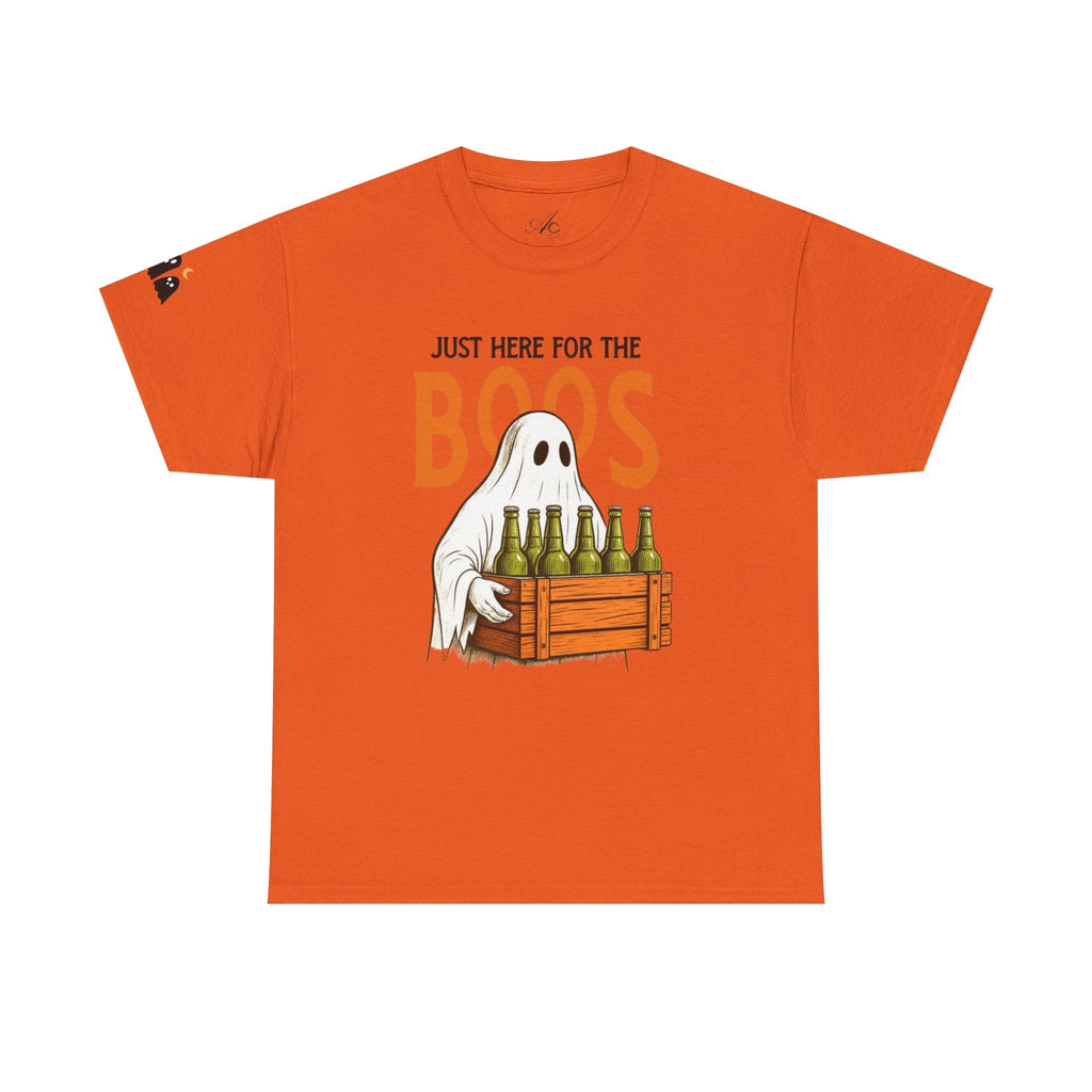 Just Here for the Boos Halloween Tee, Funny Ghost Shirt, Unisex Cotton T-Shirt, Spooky Party Apparel, Halloween Costume Top - Metamorphosis Creations