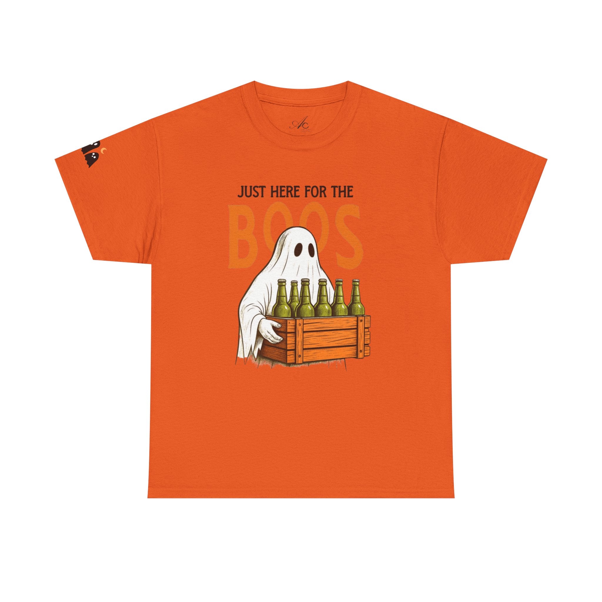 Just Here for the Boos Halloween Tee, Funny Ghost Shirt, Unisex Cotton T-Shirt, Spooky Party Apparel, Halloween Costume Top - Metamorphosis Creations