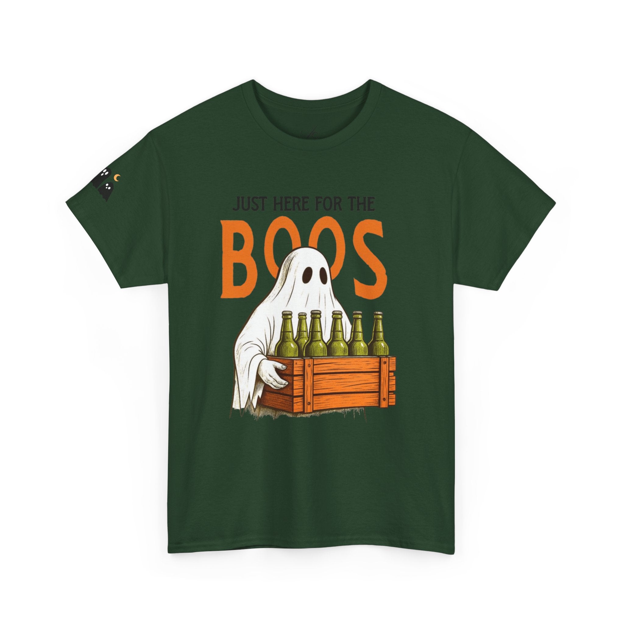 Just Here for the Boos Halloween Tee, Funny Ghost Shirt, Unisex Cotton T-Shirt, Spooky Party Apparel, Halloween Costume Top - Metamorphosis Creations