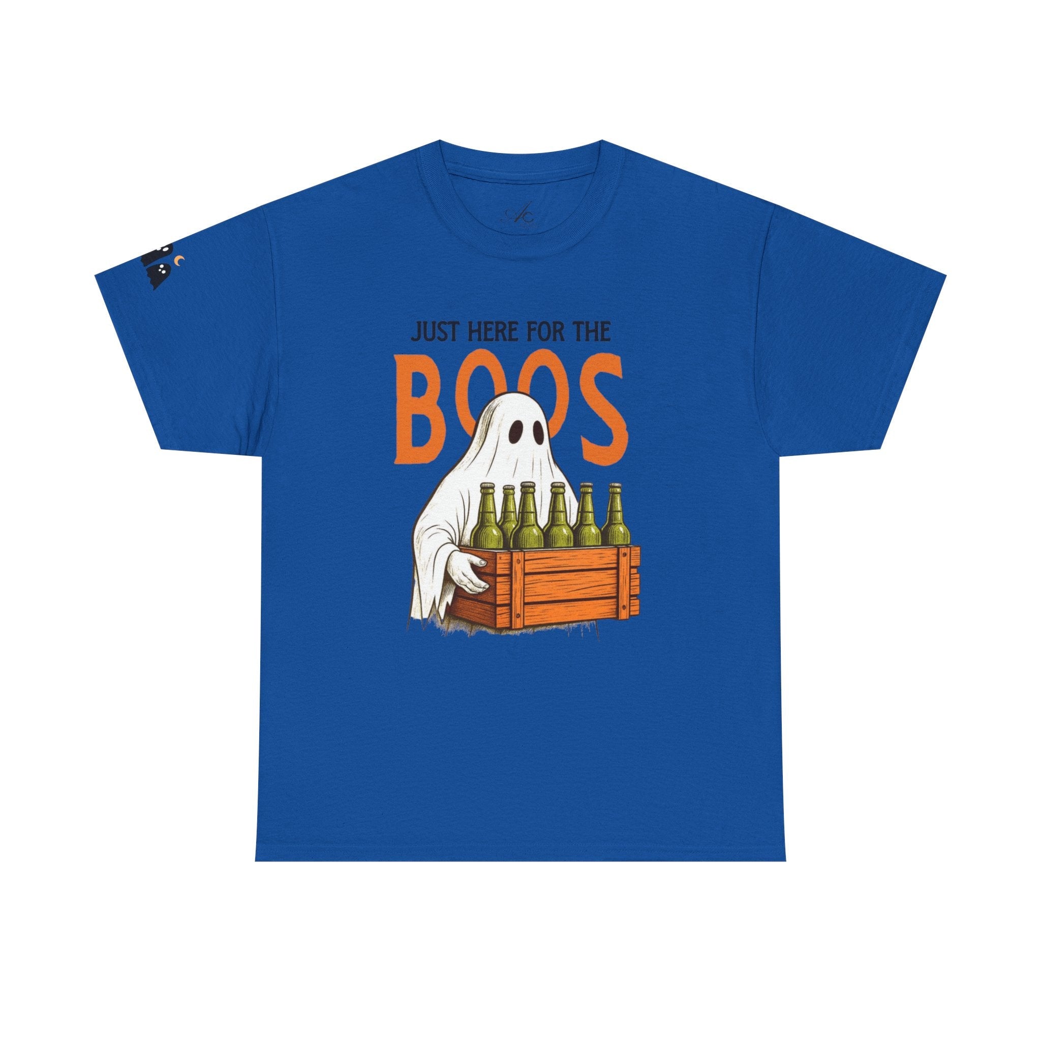 Just Here for the Boos Halloween Tee, Funny Ghost Shirt, Unisex Cotton T-Shirt, Spooky Party Apparel, Halloween Costume Top - Metamorphosis Creations