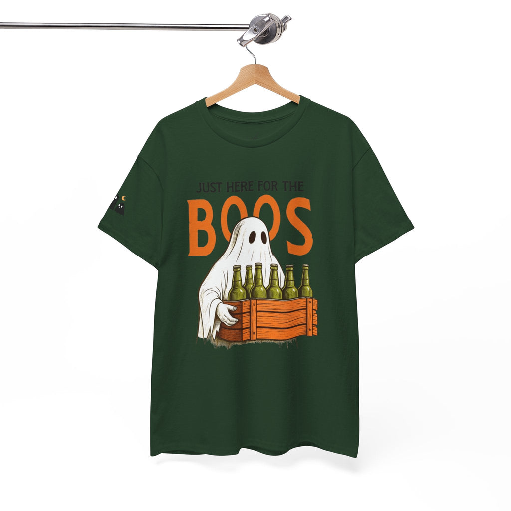 Just Here for the Boos Halloween Tee, Funny Ghost Shirt, Unisex Cotton T-Shirt, Spooky Party Apparel, Halloween Costume Top - Metamorphosis Creations