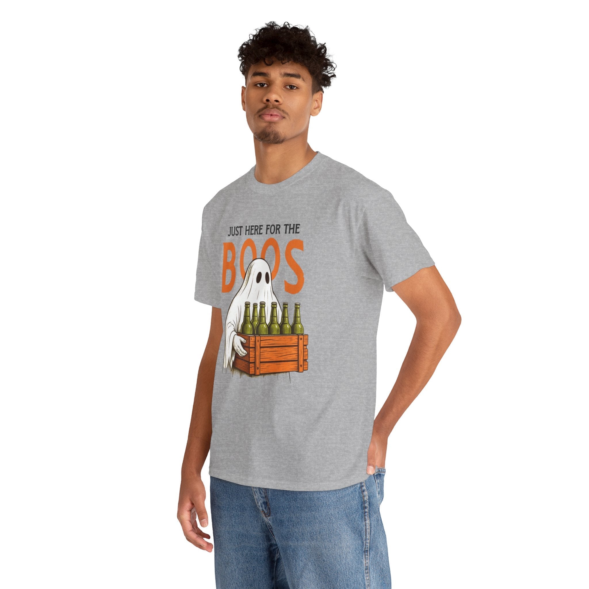 Just Here for the Boos Halloween Tee, Funny Ghost Shirt, Unisex Cotton T-Shirt, Spooky Party Apparel, Halloween Costume Top - Metamorphosis Creations