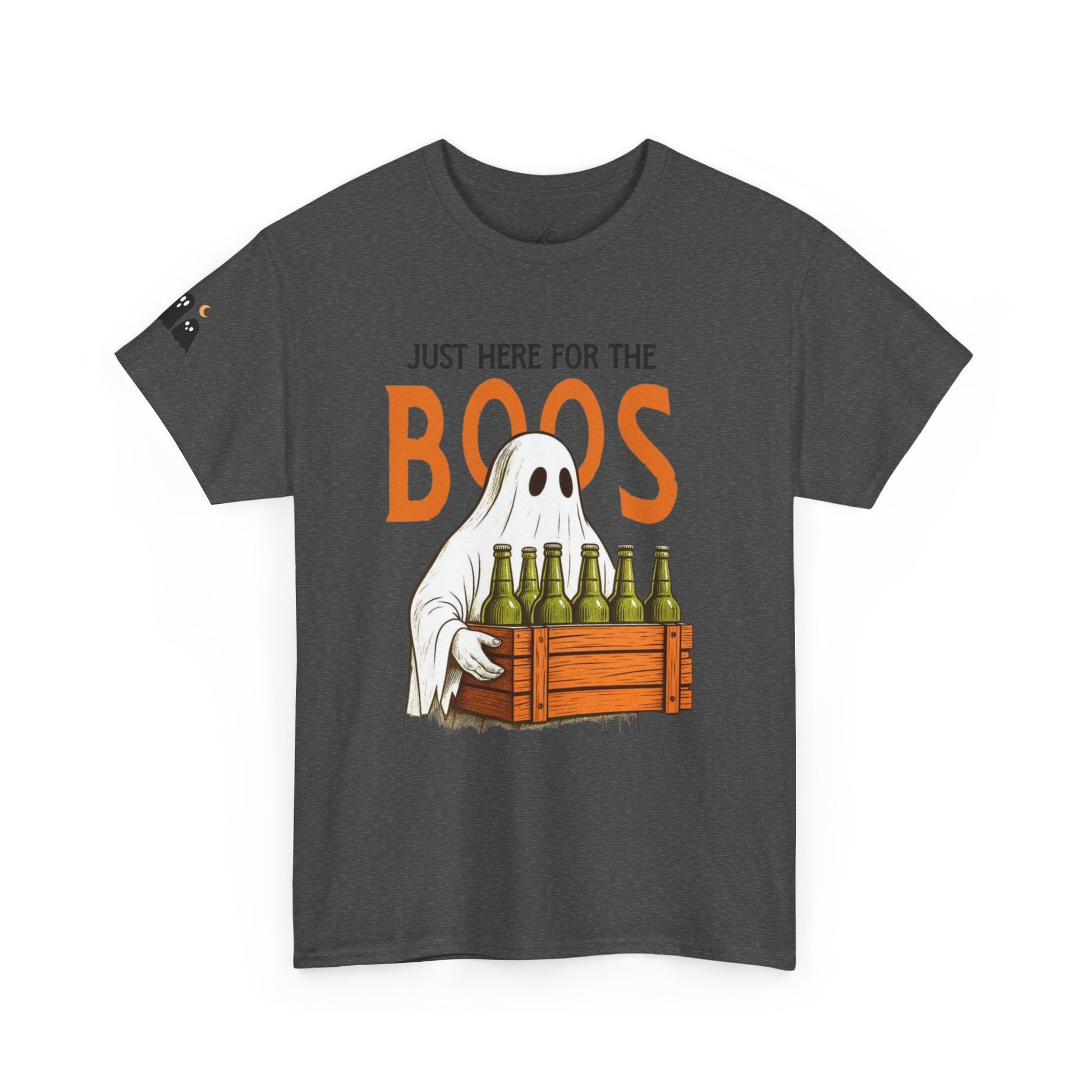 Just Here for the Boos Halloween Tee, Funny Ghost Shirt, Unisex Cotton T-Shirt, Spooky Party Apparel, Halloween Costume Top - Metamorphosis Creations