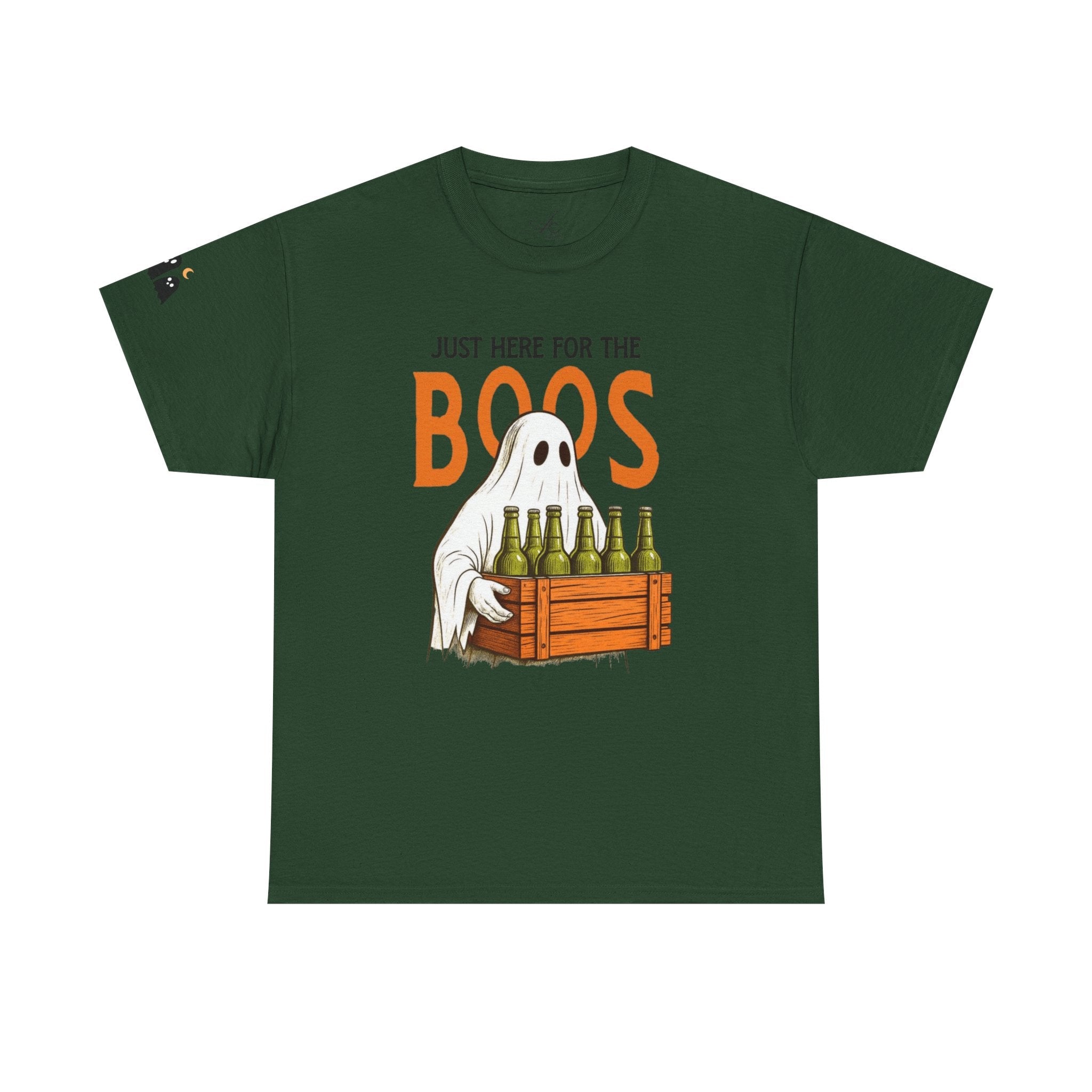 Just Here for the Boos Halloween Tee, Funny Ghost Shirt, Unisex Cotton T-Shirt, Spooky Party Apparel, Halloween Costume Top - Metamorphosis Creations