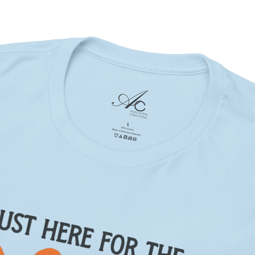 Just Here for the Boos Halloween Tee, Funny Ghost Shirt, Unisex Cotton T-Shirt, Spooky Party Apparel, Halloween Costume Top - Metamorphosis Creations
