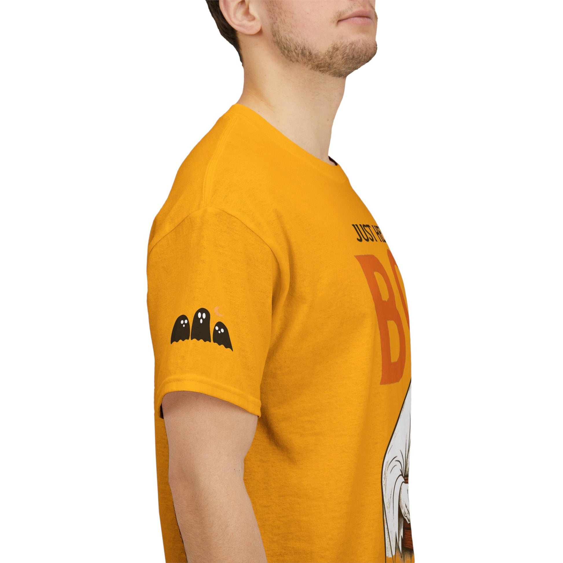 Just Here for the Boos Halloween Tee, Funny Ghost Shirt, Unisex Cotton T-Shirt, Spooky Party Apparel, Halloween Costume Top - Metamorphosis Creations