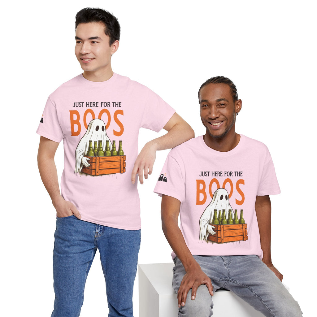Just Here for the Boos Halloween Tee, Funny Ghost Shirt, Unisex Cotton T-Shirt, Spooky Party Apparel, Halloween Costume Top - Metamorphosis Creations