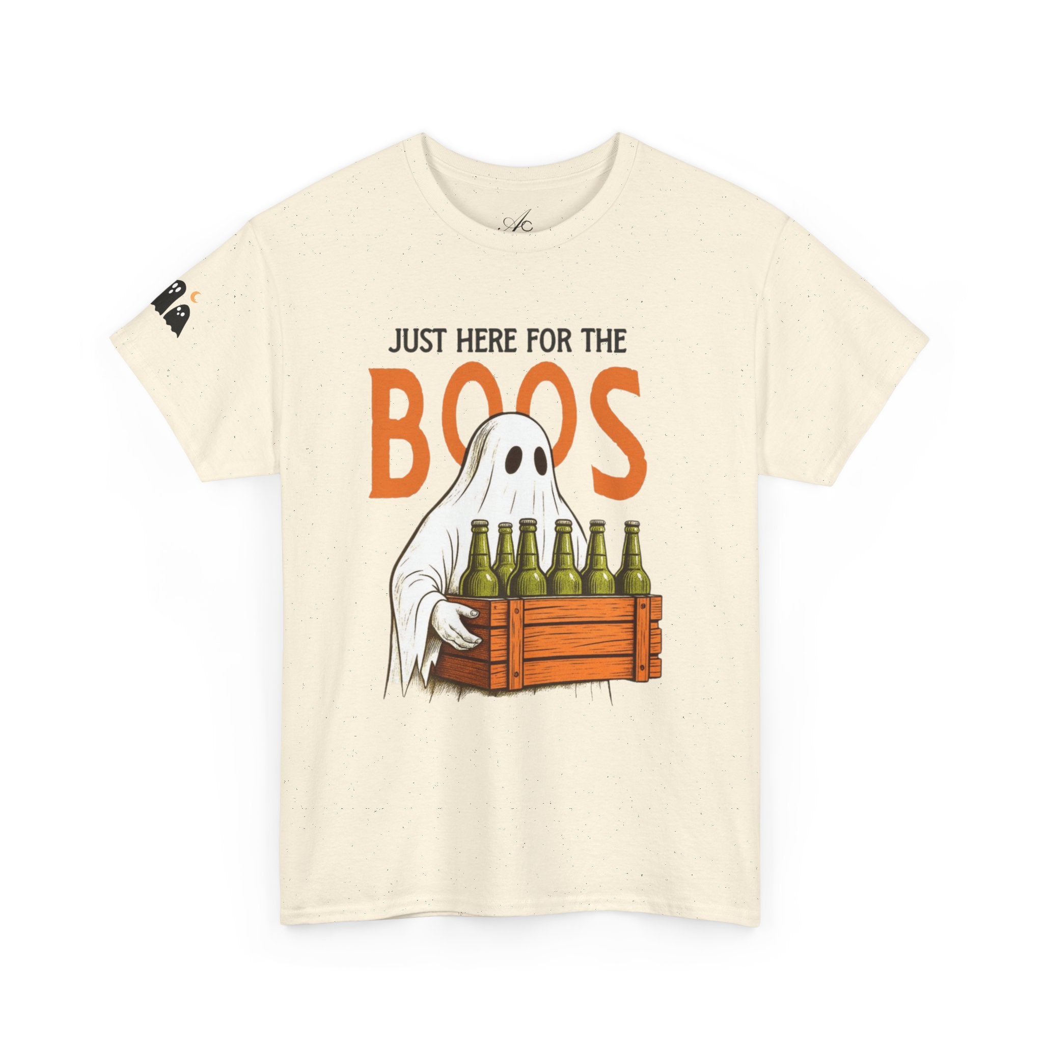 Just Here for the Boos Halloween Tee, Funny Ghost Shirt, Unisex Cotton T-Shirt, Spooky Party Apparel, Halloween Costume Top - Metamorphosis Creations
