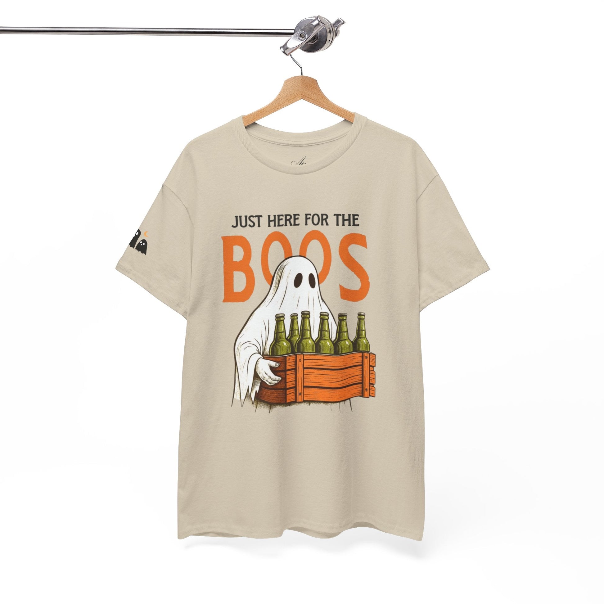 Just Here for the Boos Halloween Tee, Funny Ghost Shirt, Unisex Cotton T-Shirt, Spooky Party Apparel, Halloween Costume Top - Metamorphosis Creations