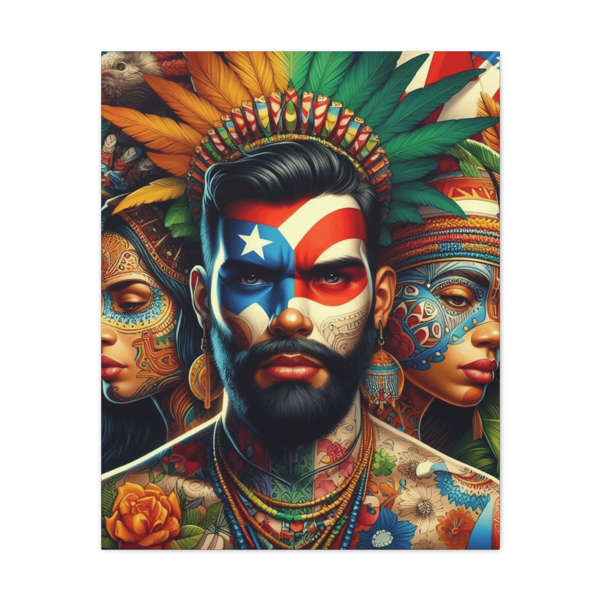 La Isla del Encanto Taíno Symbol Design Vibrant Cultural Art Canvas Print, Wall Decor, Home Decoration, Unique Artwork, Bohemian Style, Gift for Art Lovers - Metamorphosis Creations