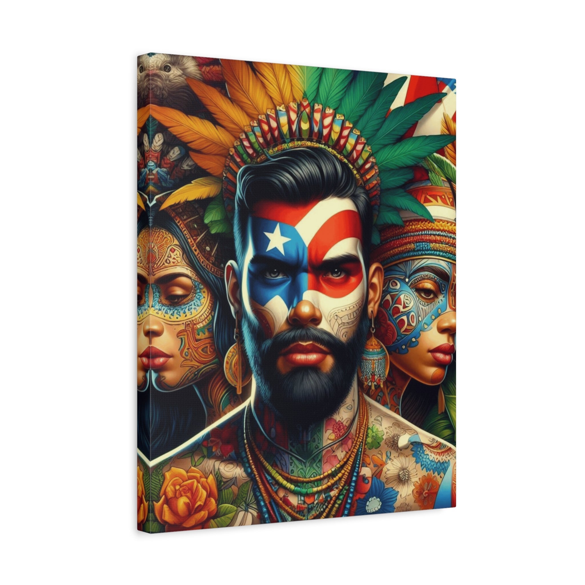 La Isla del Encanto Taíno Symbol Design Vibrant Cultural Art Canvas Print, Wall Decor, Home Decoration, Unique Artwork, Bohemian Style, Gift for Art Lovers - Metamorphosis Creations