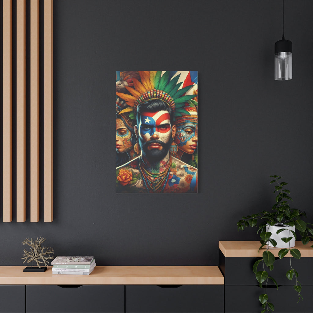 La Isla del Encanto Taíno Symbol Design Vibrant Cultural Art Canvas Print, Wall Decor, Home Decoration, Unique Artwork, Bohemian Style, Gift for Art Lovers - Metamorphosis Creations