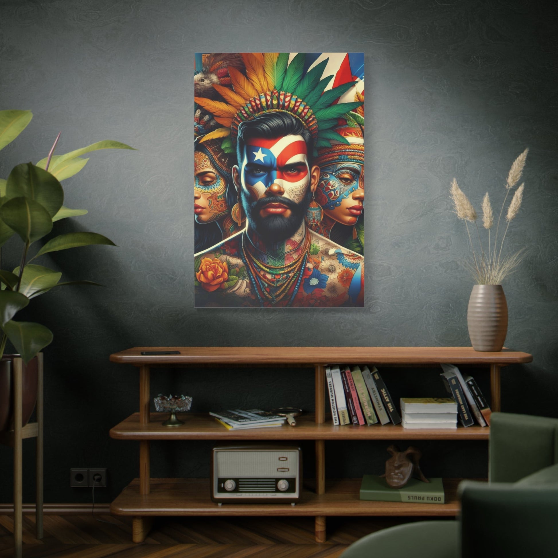La Isla del Encanto Taíno Symbol Design Vibrant Cultural Art Canvas Print, Wall Decor, Home Decoration, Unique Artwork, Bohemian Style, Gift for Art Lovers - Metamorphosis Creations