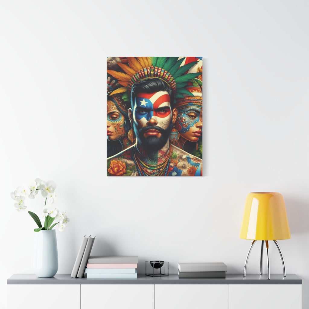 La Isla del Encanto Taíno Symbol Design Vibrant Cultural Art Canvas Print, Wall Decor, Home Decoration, Unique Artwork, Bohemian Style, Gift for Art Lovers - Metamorphosis Creations