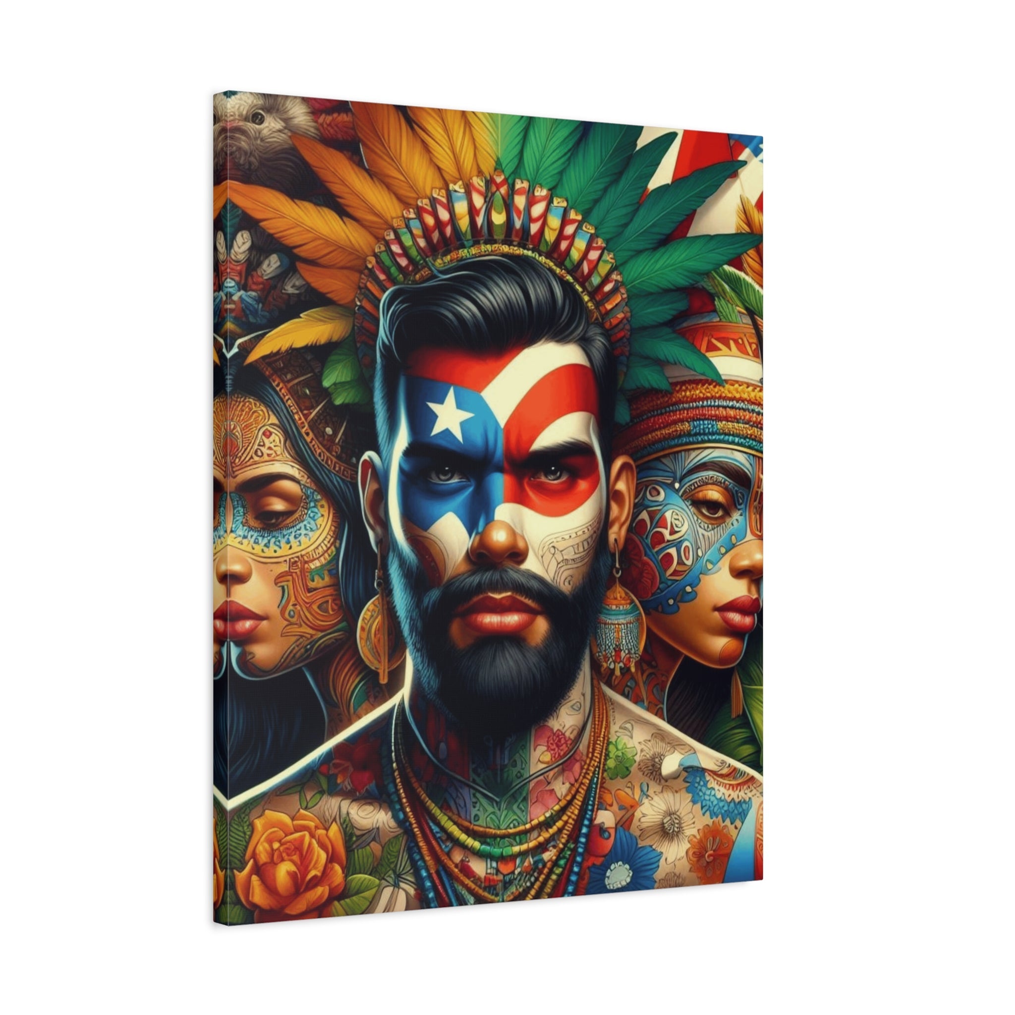 La Isla del Encanto Taíno Symbol Design Vibrant Cultural Art Canvas Print, Wall Decor, Home Decoration, Unique Artwork, Bohemian Style, Gift for Art Lovers - Metamorphosis Creations