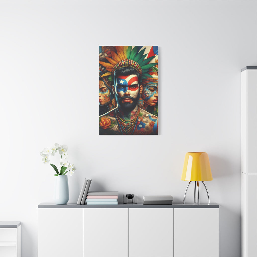 La Isla del Encanto Taíno Symbol Design Vibrant Cultural Art Canvas Print, Wall Decor, Home Decoration, Unique Artwork, Bohemian Style, Gift for Art Lovers - Metamorphosis Creations