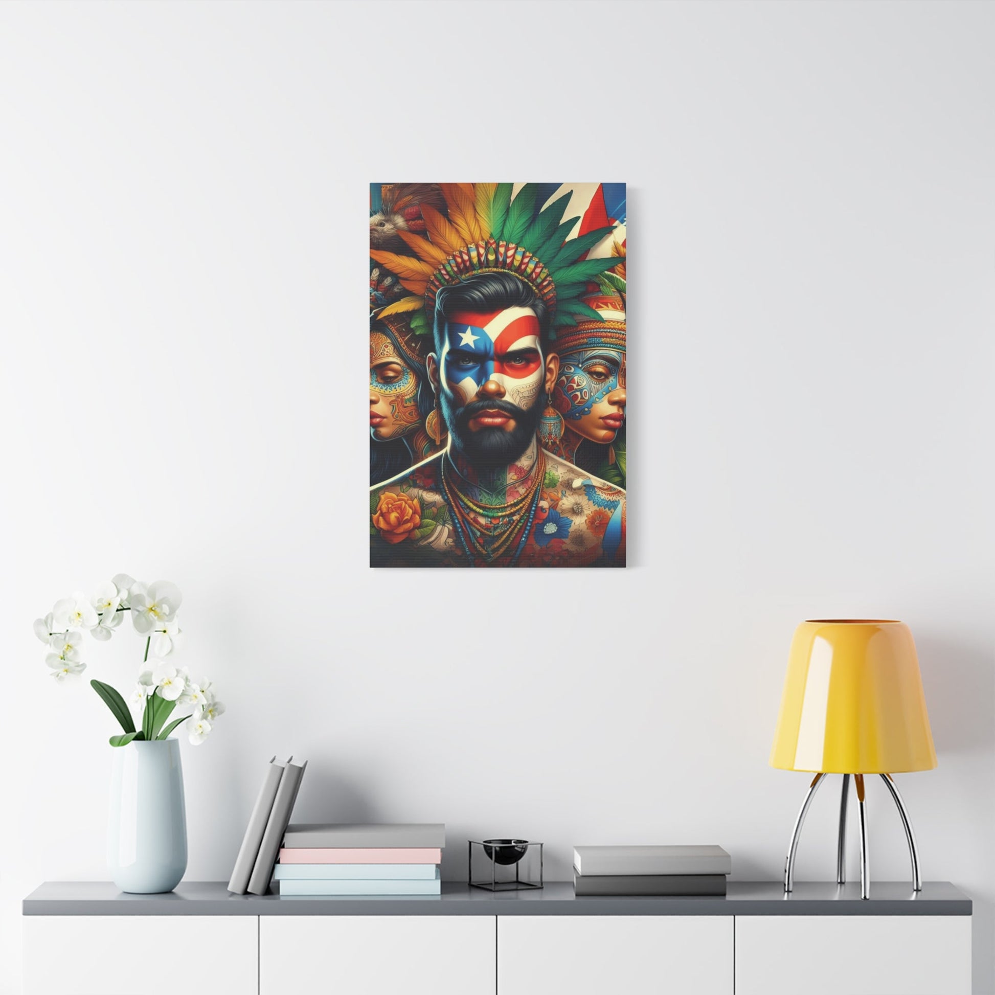 La Isla del Encanto Taíno Symbol Design Vibrant Cultural Art Canvas Print, Wall Decor, Home Decoration, Unique Artwork, Bohemian Style, Gift for Art Lovers - Metamorphosis Creations