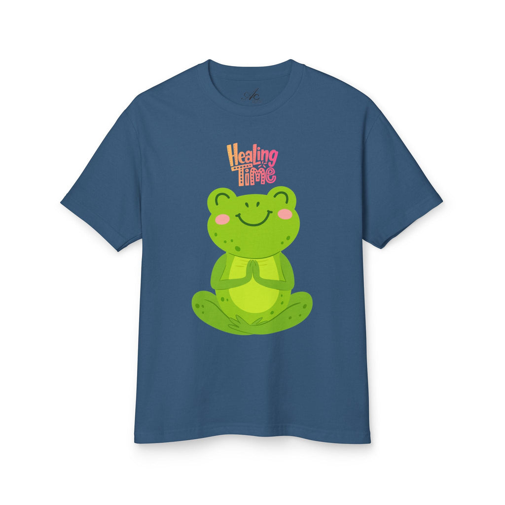 ✨ Let your outfit reflect your inner peace. Healing Time Frog Tee - Unisex Garment - Dyed Heavyweight Cotton Tee, Relaxation Shirt, Gift for Mental Health, Cute Frog Graphic [...] - Metamorphosis Creations