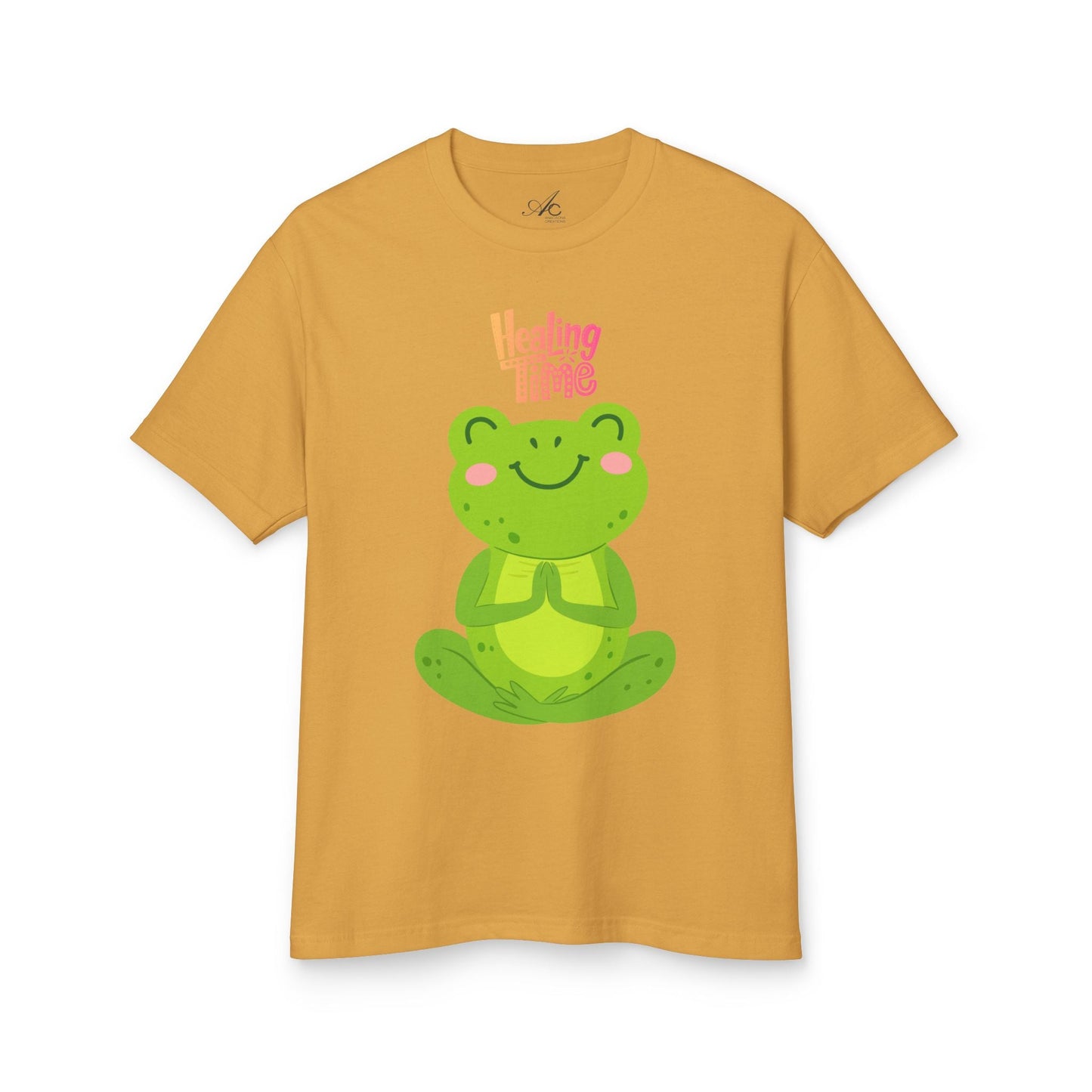 ✨ Let your outfit reflect your inner peace. Healing Time Frog Tee - Unisex Garment - Dyed Heavyweight Cotton Tee, Relaxation Shirt, Gift for Mental Health, Cute Frog Graphic [...] - Metamorphosis Creations
