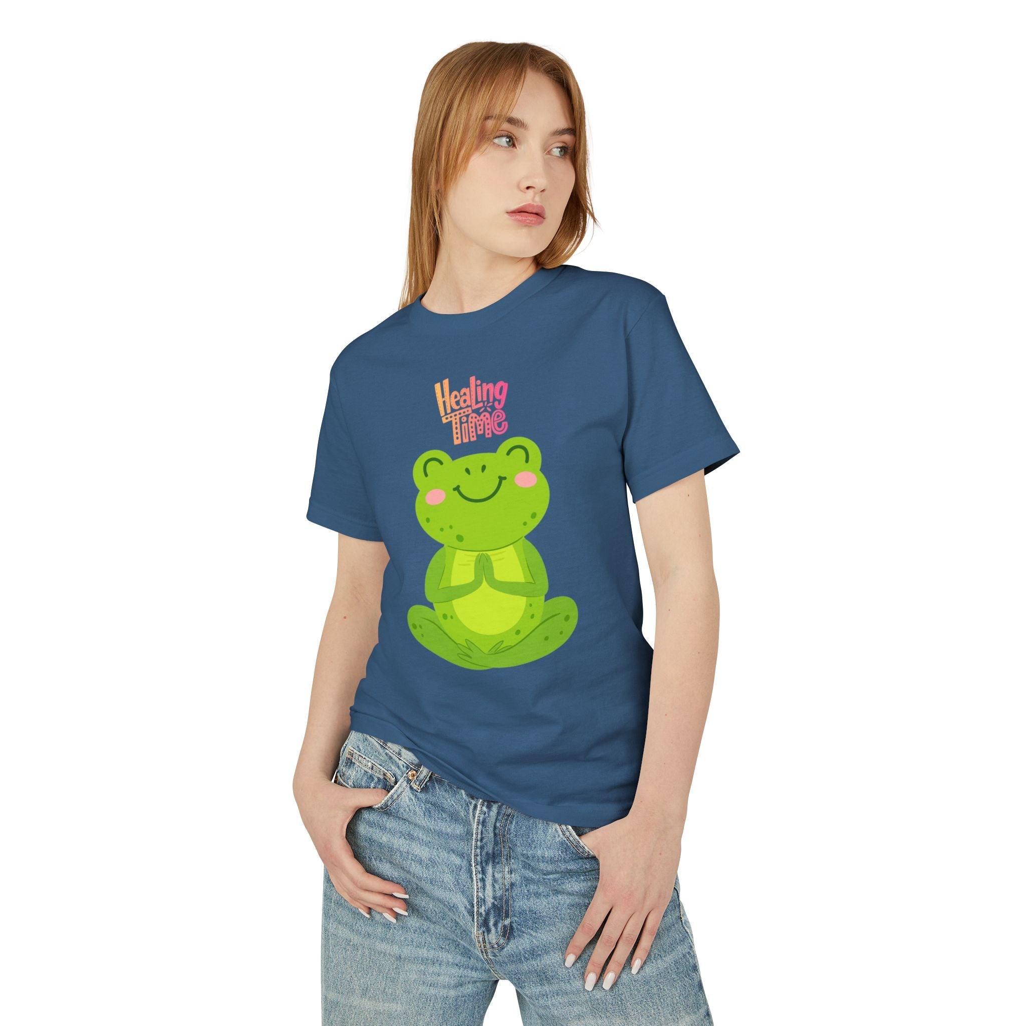 ✨ Let your outfit reflect your inner peace. Healing Time Frog Tee - Unisex Garment - Dyed Heavyweight Cotton Tee, Relaxation Shirt, Gift for Mental Health, Cute Frog Graphic [...] - Metamorphosis Creations