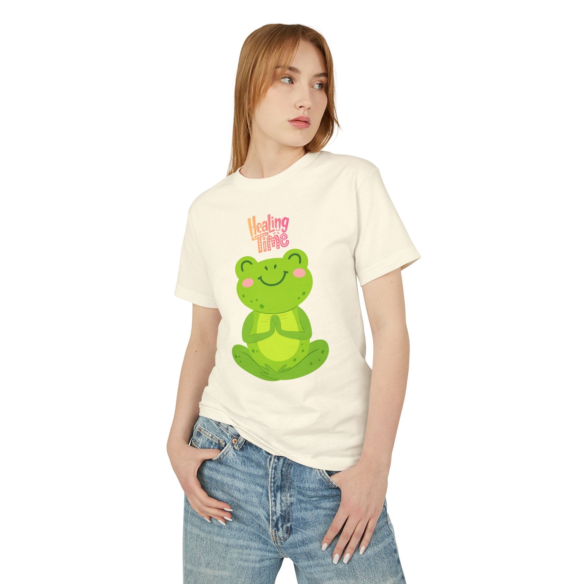 ✨ Let your outfit reflect your inner peace. Healing Time Frog Tee - Unisex Garment - Dyed Heavyweight Cotton Tee, Relaxation Shirt, Gift for Mental Health, Cute Frog Graphic [...] - Metamorphosis Creations