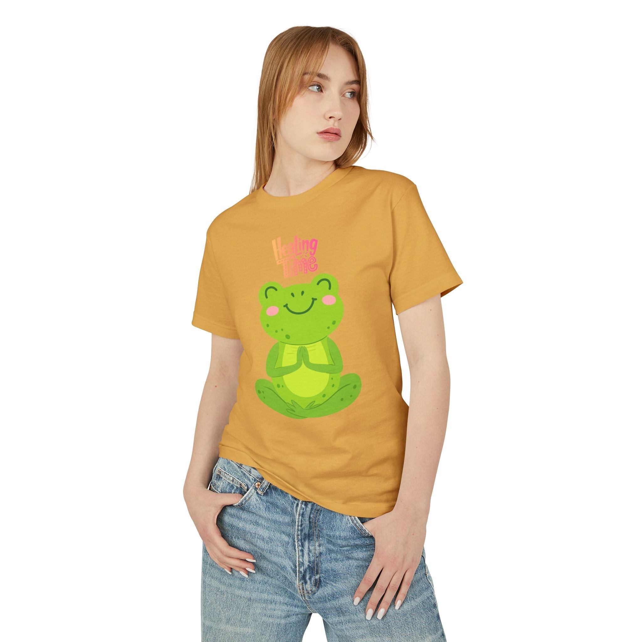 ✨ Let your outfit reflect your inner peace. Healing Time Frog Tee - Unisex Garment - Dyed Heavyweight Cotton Tee, Relaxation Shirt, Gift for Mental Health, Cute Frog Graphic [...] - Metamorphosis Creations