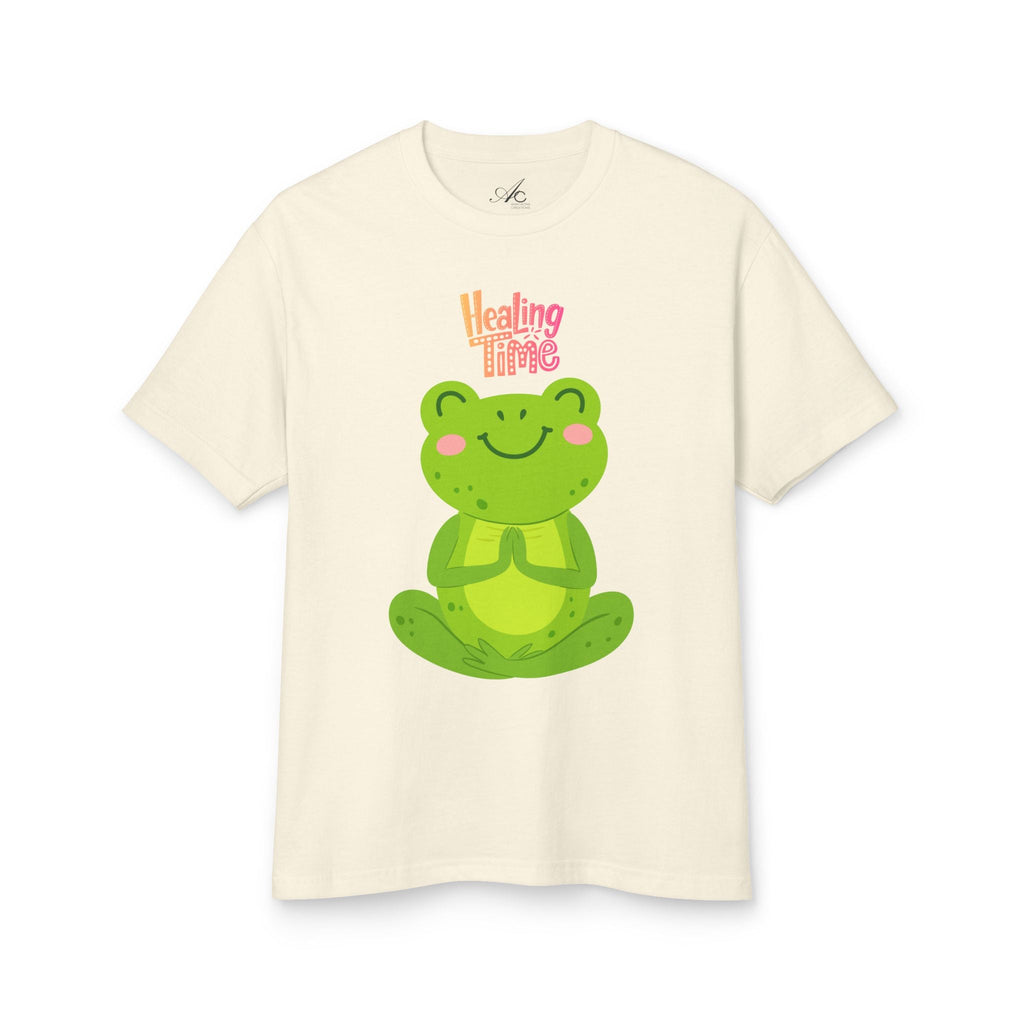 ✨ Let your outfit reflect your inner peace. Healing Time Frog Tee - Unisex Garment - Dyed Heavyweight Cotton Tee, Relaxation Shirt, Gift for Mental Health, Cute Frog Graphic [...] - Metamorphosis Creations